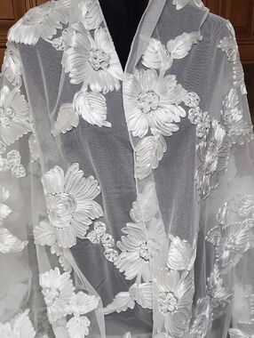 Cezanne White Embroided Scarf Evening Wrap